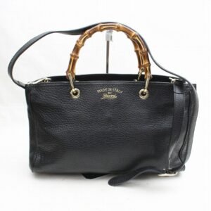 Brand Inspired Gucci Tote Bag Banboo 2way Black Leather (SHC7-10763) | AlmaBagz