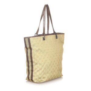 Brown Gucci GG Canvas Web Tote Bag | AlmaBagz