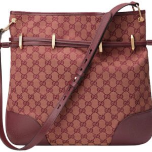 (WMNS) GUCCI Horsebit 1955 Retro Gold buckle Logo Canvas Drawstring Shoulder Messenger Bag Deep Red Classic 602089-9Y9NG-9865 | AlmaBagz