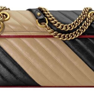 (WMNS) GUCCI Marmont Series Chain Single Shoulder Bag Beige Black 443497-0OLOX-9689 | AlmaBagz