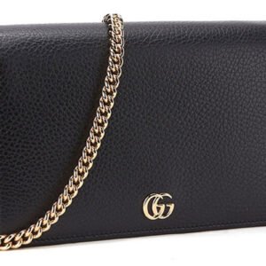 (WMNS) GUCCI Marmont Leather Mini Chain Bag 'Black Gold' 497985-CAO0G-1000 | AlmaBagz