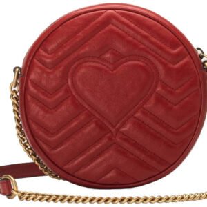 (WMNS) GUCCI GG Marmont Gold Logo Leather Chain Shoulder Messenger Bag Mini Red 550154-0OLET-6438 | AlmaBagz