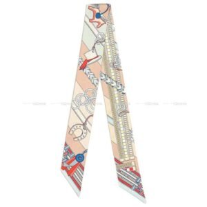 2023SS HERMES scarf Twilly Brides et Gris Gris Rose Poudre/Blue Glacier/Rouge Silk100% | AlmaBagz