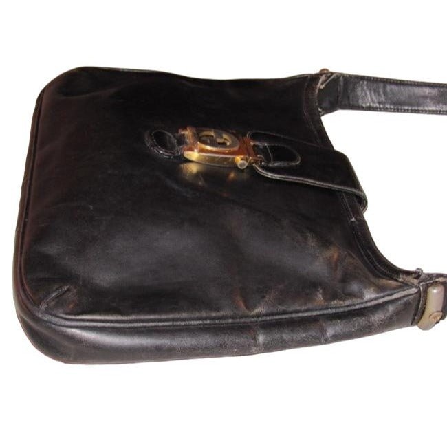 1950s Gucci Vintage Bluish Black Leather Jackie Hobo Bag | AlmaBagz - Image 7