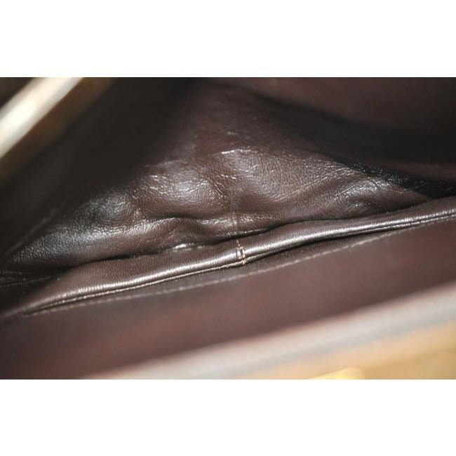 Early Gucci, brown leather saddle bag style, XL two-way shoulder bag or clutch with red and green striped edges | AlmaBagz - Image 8