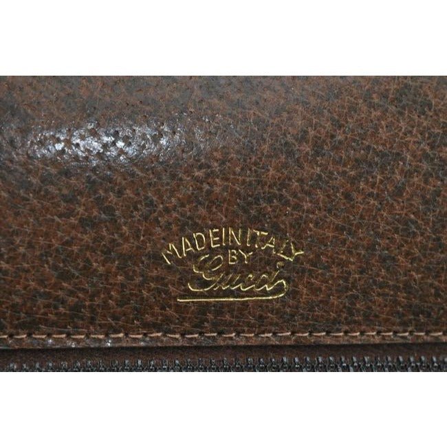 Early Gucci, brown leather saddle bag style, XL two-way shoulder bag or clutch with red and green striped edges | AlmaBagz - Image 7