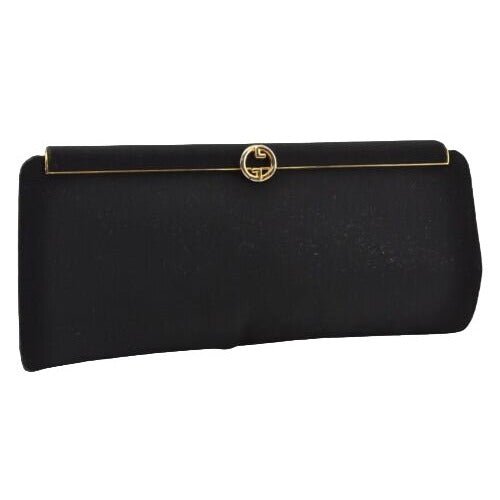 1960's Gucci mod black silk interlocking GG clutch purse | AlmaBagz - Image 12