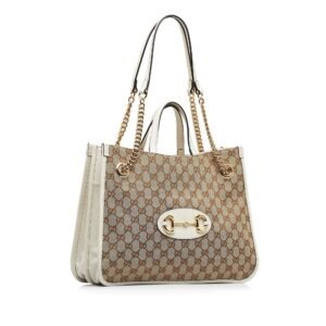 Brown Gucci Medium GG Canvas Horsebit 1955 Tote Satchel | AlmaBagz