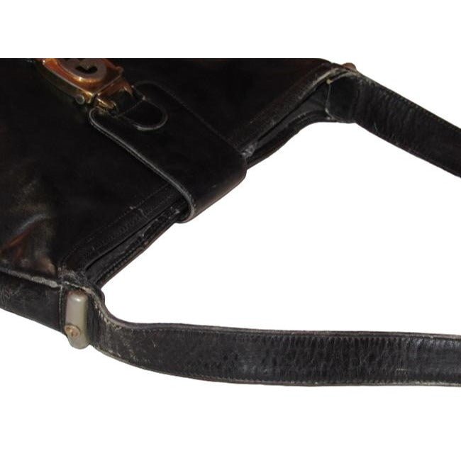 1950s Gucci Vintage Bluish Black Leather Jackie Hobo Bag | AlmaBagz - Image 3