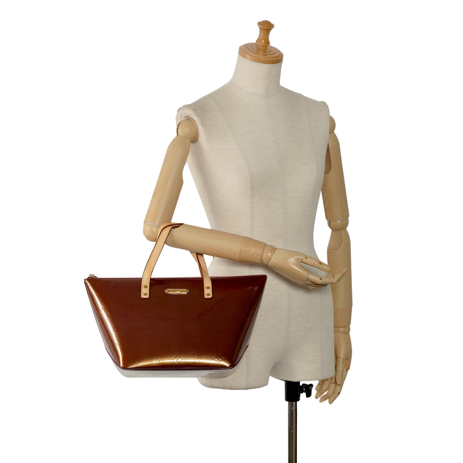 Burgundy Louis Vuitton Monogram Vernis Bellevue PM HandBag | AlmaBagz - Image 10