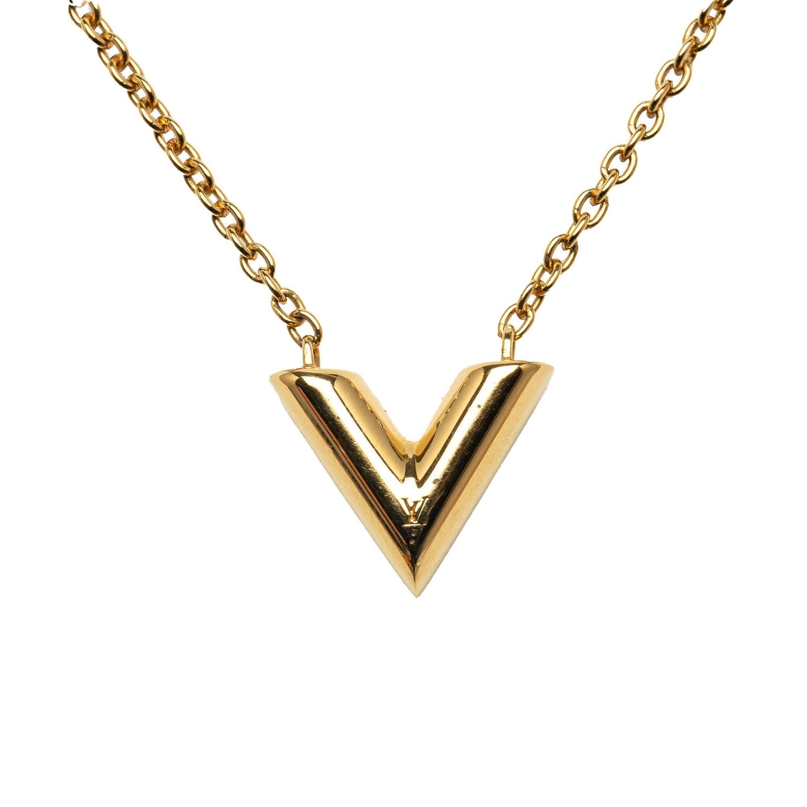 Gold Louis Vuitton Essential V Necklace | AlmaBagz