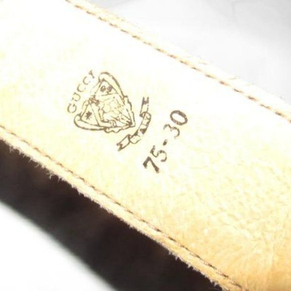 Early Gucci, navy leather belt w embossed Gucci logo print | AlmaBagz - Image 4