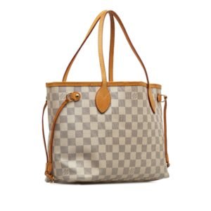 Beige Louis Vuitton Damier Azur Neverfull PM Tote Bag | AlmaBagz
