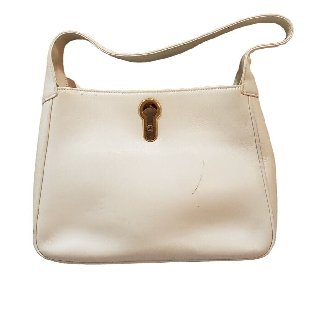 Early G Gucci White & Ivory Leather Padlock Hobo w Gold Clasp | AlmaBagz - Image 6