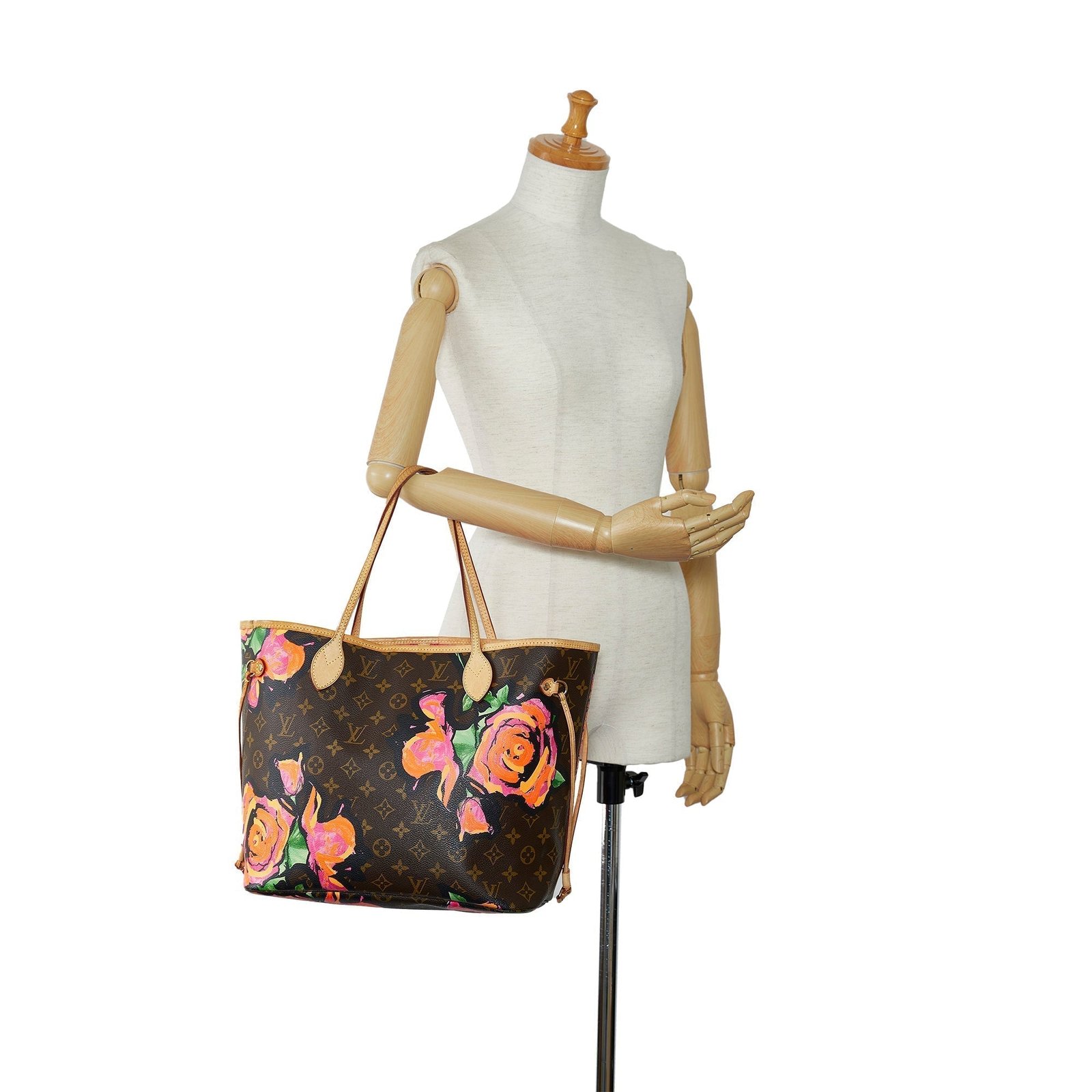 Brown Louis Vuitton Monogram Roses Neverfull MM Tote Bag | AlmaBagz - Image 9