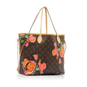 Brown Louis Vuitton Monogram Roses Neverfull MM Tote Bag | AlmaBagz