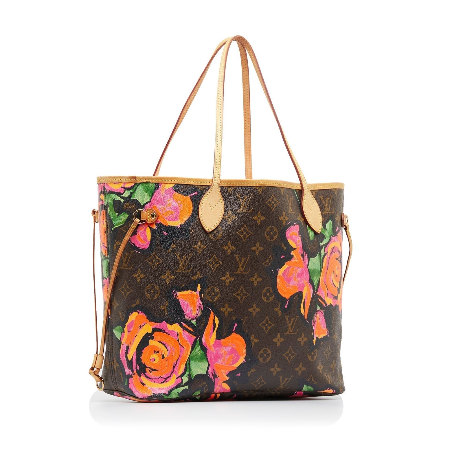 Brown Louis Vuitton Monogram Roses Neverfull MM Tote Bag | AlmaBagz
