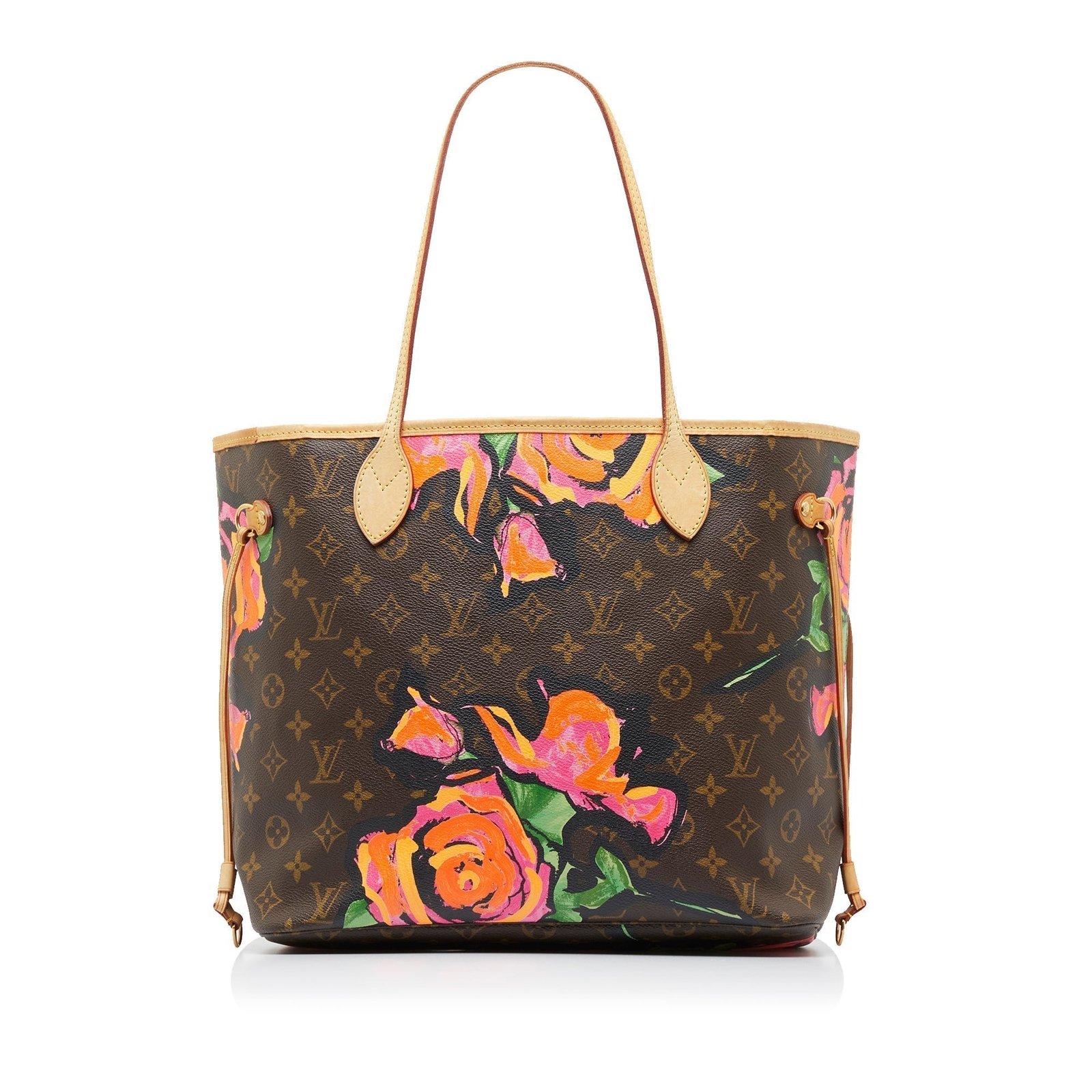 Brown Louis Vuitton Monogram Roses Neverfull MM Tote Bag | AlmaBagz - Image 2