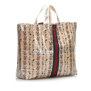 Beige Gucci x COMME des GARCONS Floral PVC Web Shopper Paper Tote | AlmaBagz