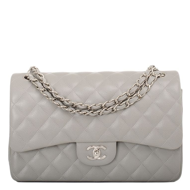 Chanel Mini Flap Bag Light Grey Lambskin SiLouis Vuittoner Hardware | AlmaBagz