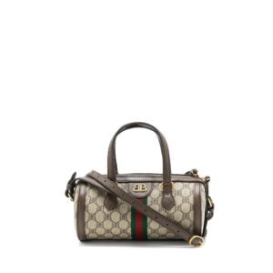 Balenciaga X Gucci Bowling Bag Canvas/Leather Brown Brushed GHW | AlmaBagz
