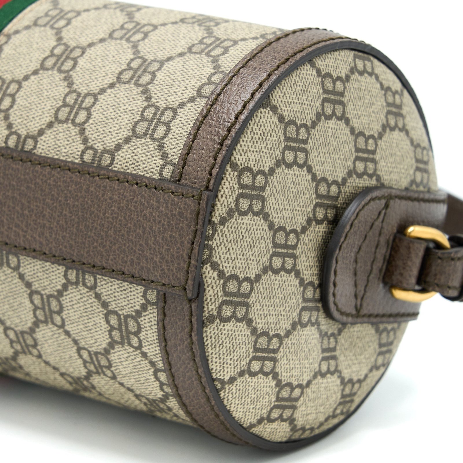 Balenciaga X Gucci Bowling Bag Canvas/Leather Brown Brushed GHW | AlmaBagz - Image 9