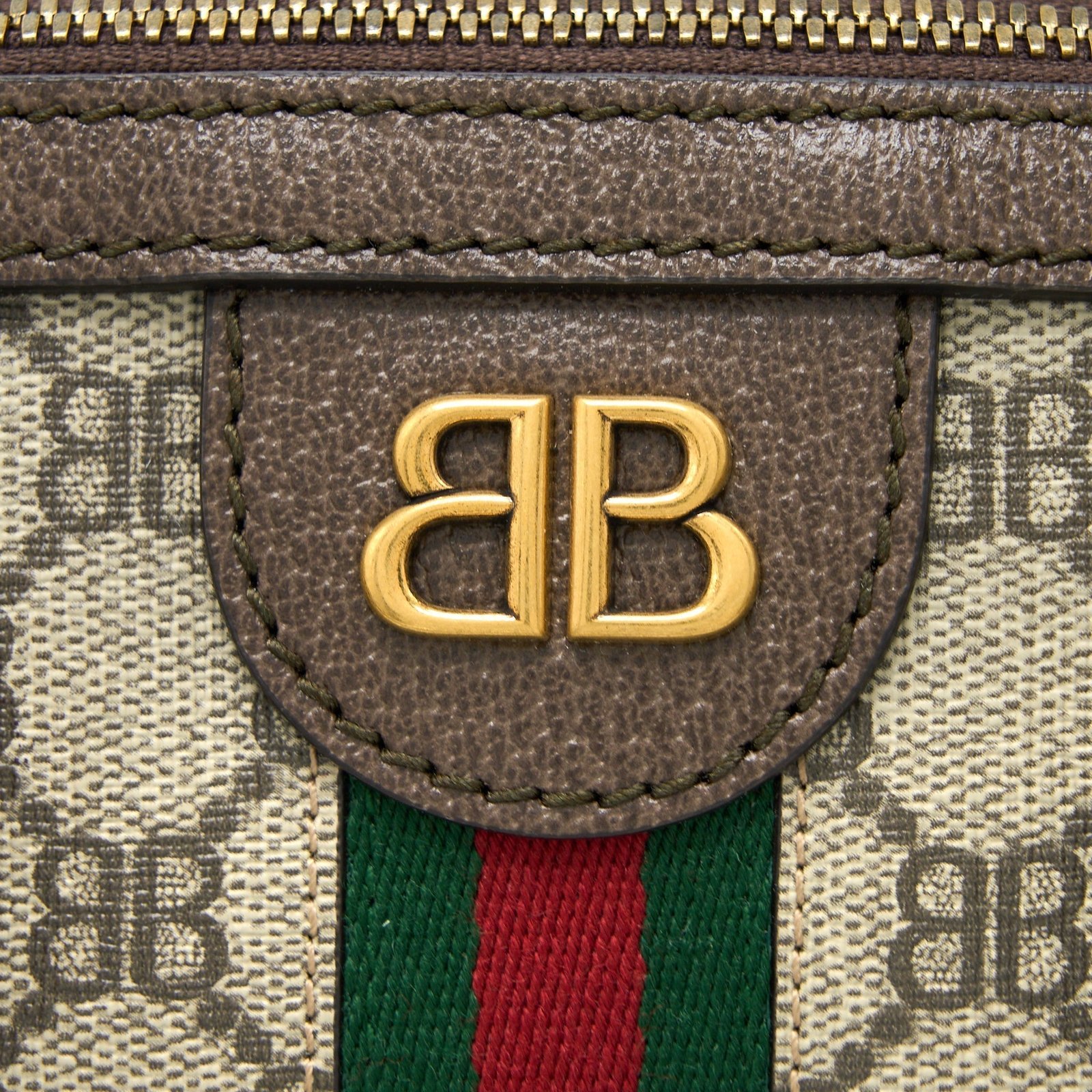 Balenciaga X Gucci Bowling Bag Canvas/Leather Brown Brushed GHW | AlmaBagz - Image 4