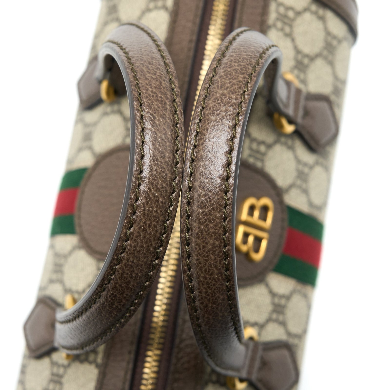 Balenciaga X Gucci Bowling Bag Canvas/Leather Brown Brushed GHW | AlmaBagz - Image 8