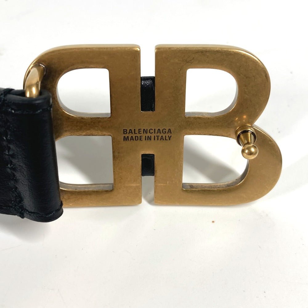 BALENCIAGA belt 680456 leather black GUCCI collaboration Hacker Project BB Logo Women Used | AlmaBagz - Image 8