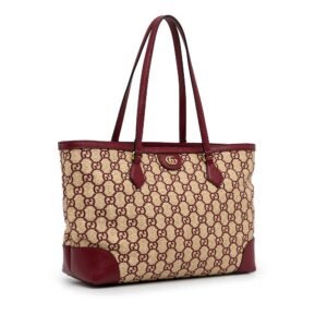 Brown Gucci Medium GG Straw Ophidia Shopping Tote | AlmaBagz
