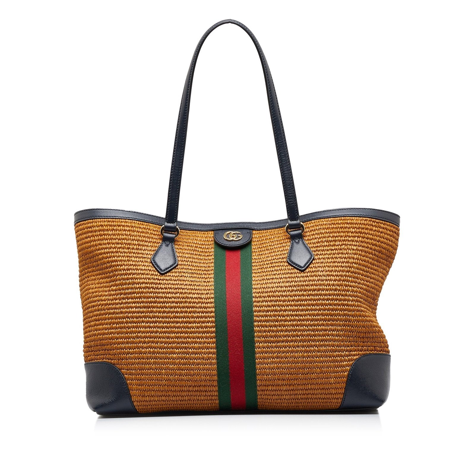 Brown Gucci Medium Raffia Ophidia Tote Bag | AlmaBagz - Image 10