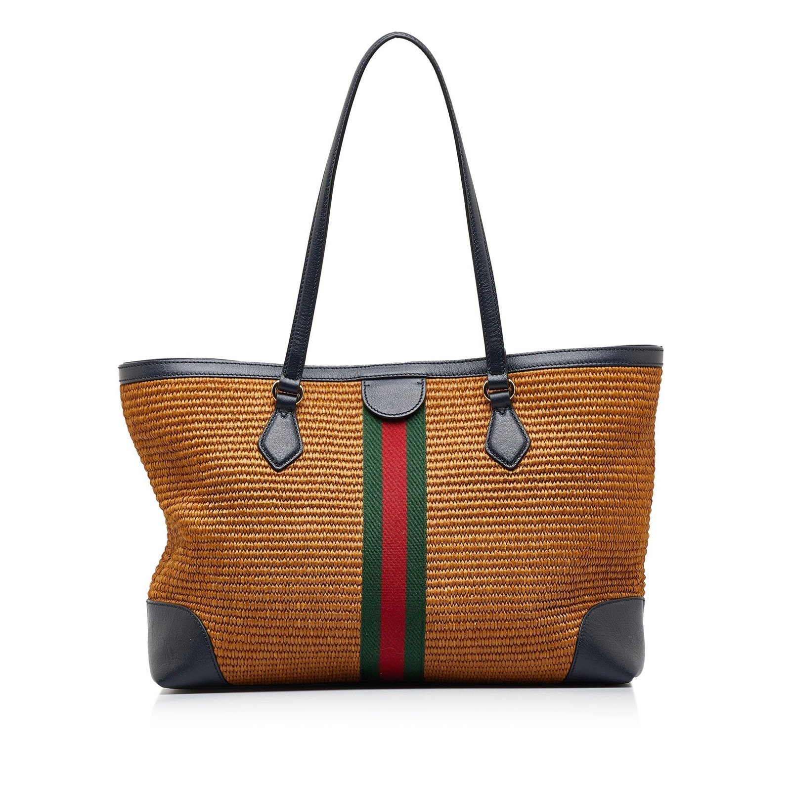 Brown Gucci Medium Raffia Ophidia Tote Bag | AlmaBagz - Image 2