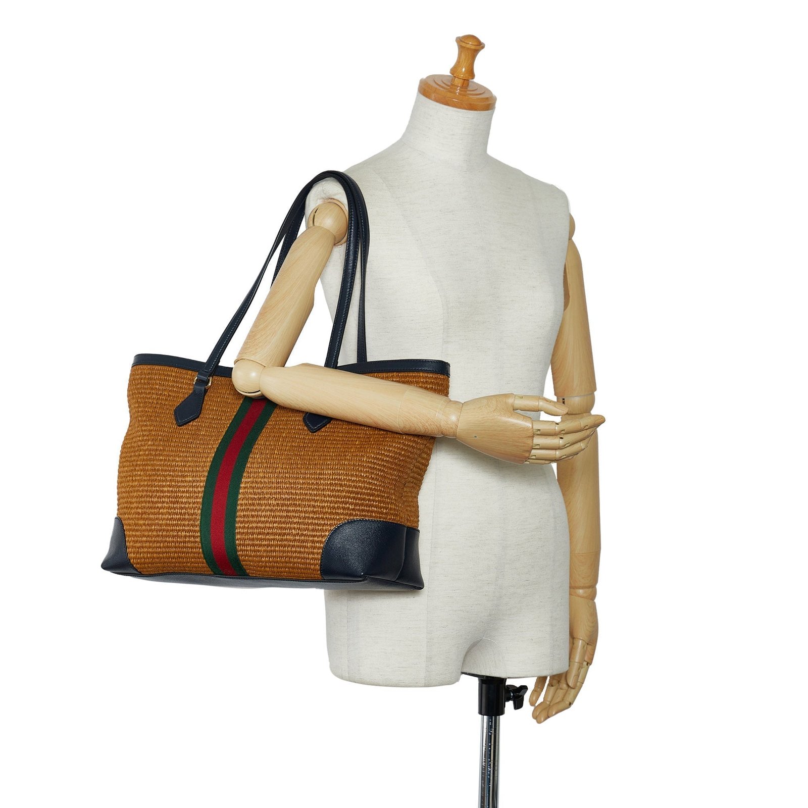 Brown Gucci Medium Raffia Ophidia Tote Bag | AlmaBagz - Image 8