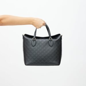 Black Guccissima Leather Foldover Shoulder Bag | AlmaBagz