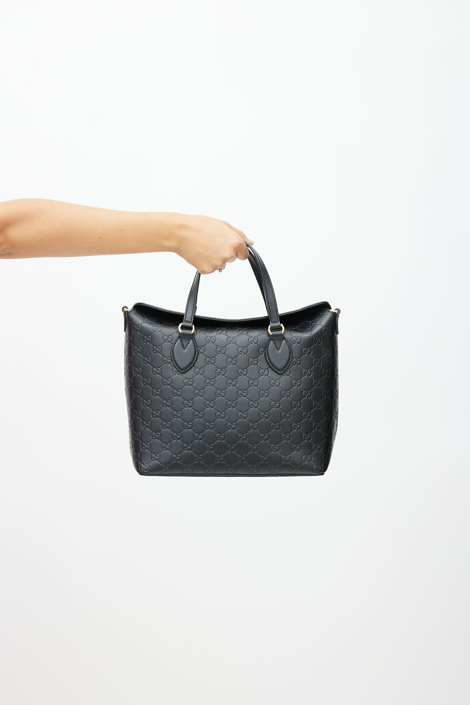 Black Guccissima Leather Foldover Shoulder Bag | AlmaBagz