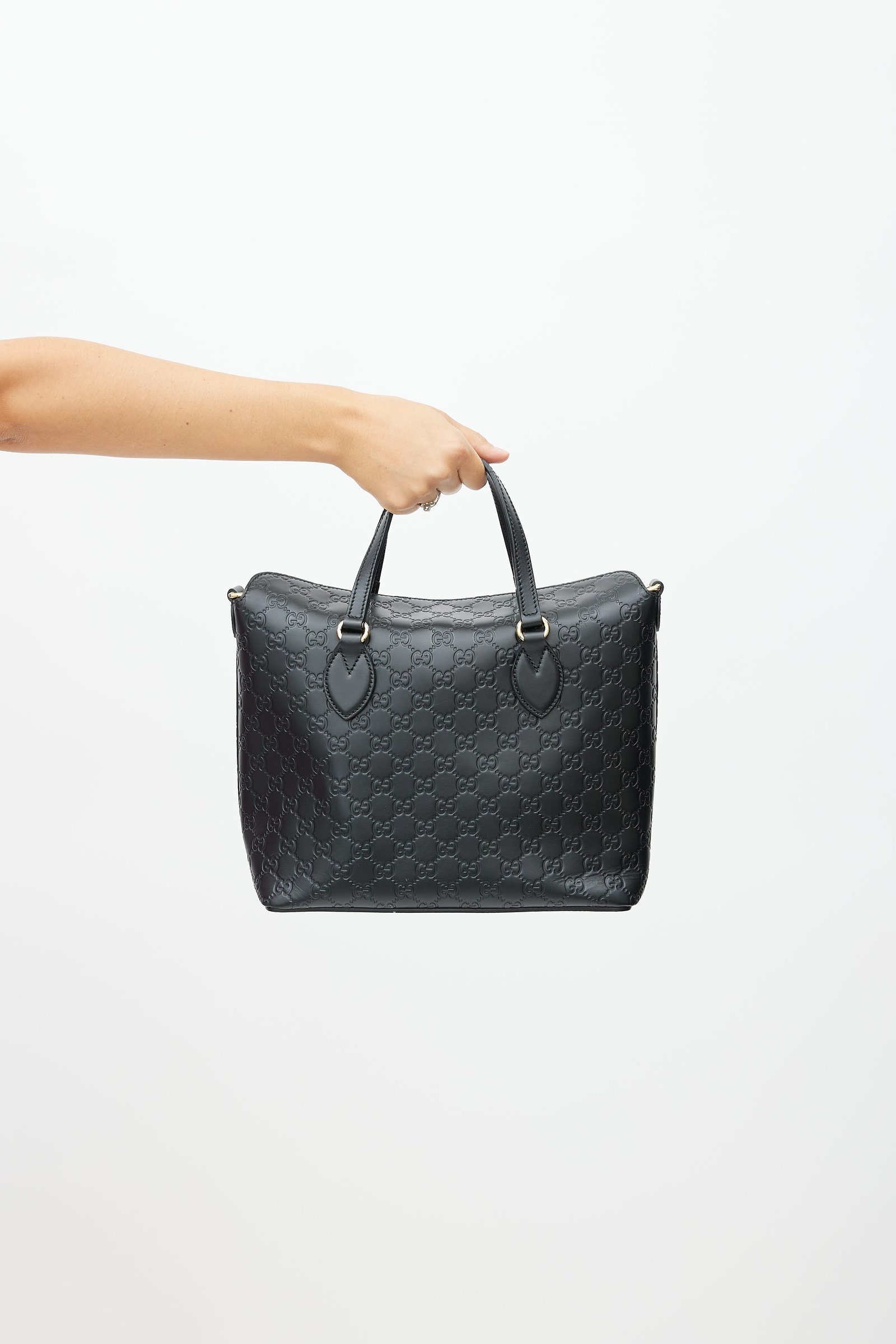 Black Guccissima Leather Foldover Shoulder Bag | AlmaBagz - Image 3