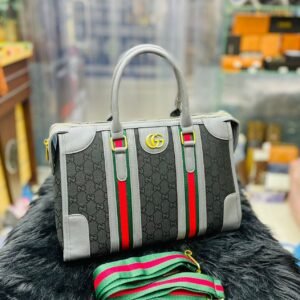 Gucci Premium Quality Women's Duffle Bag with Branded Belt - Luxury & Style Combined (Grey) | AlmaBagz