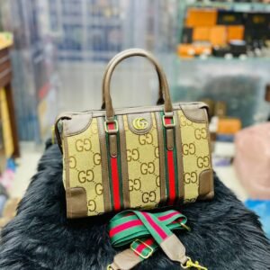 Gucci Premium Quality Women's Duffle Bag with Branded Belt - Luxury & Style Combined (Brown) | AlmaBagz