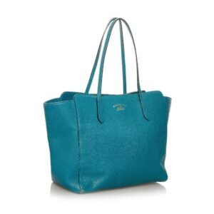 Blue Gucci Medium Swing Leather Tote Bag | AlmaBagz