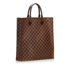 Brown Louis Vuitton Damier Ebene Sac Plat Tote Bag | AlmaBagz