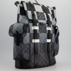*Limited Edition* Louis Vuitton Christopher Backpack Bag in Black and White Damier Canvas with Silver Hardware | AlmaBagz