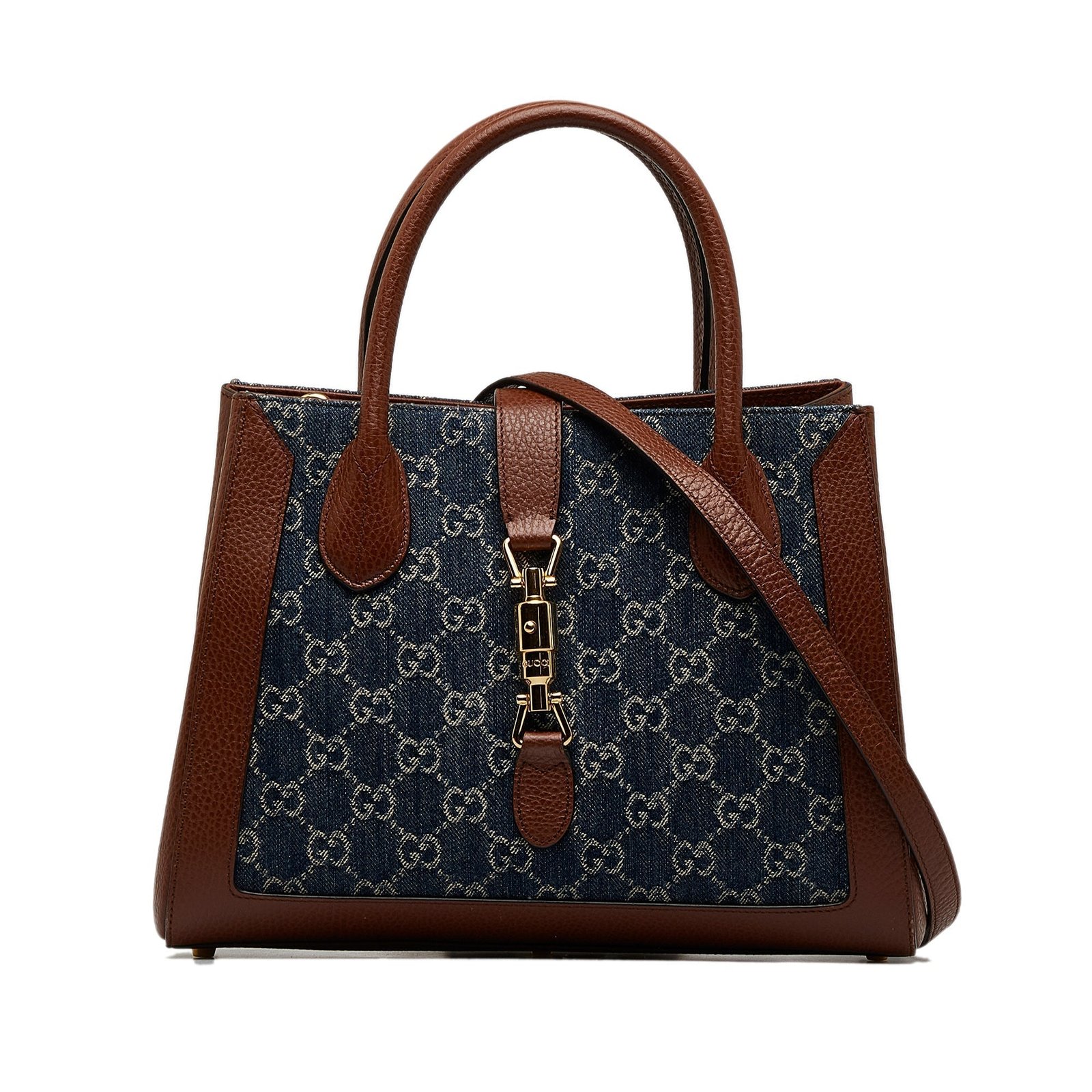Blue Gucci Medium GG Denim Jackie 1961 Tote Satchel | AlmaBagz - Image 20