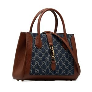 Blue Gucci Medium GG Denim Jackie 1961 Tote Satchel | AlmaBagz