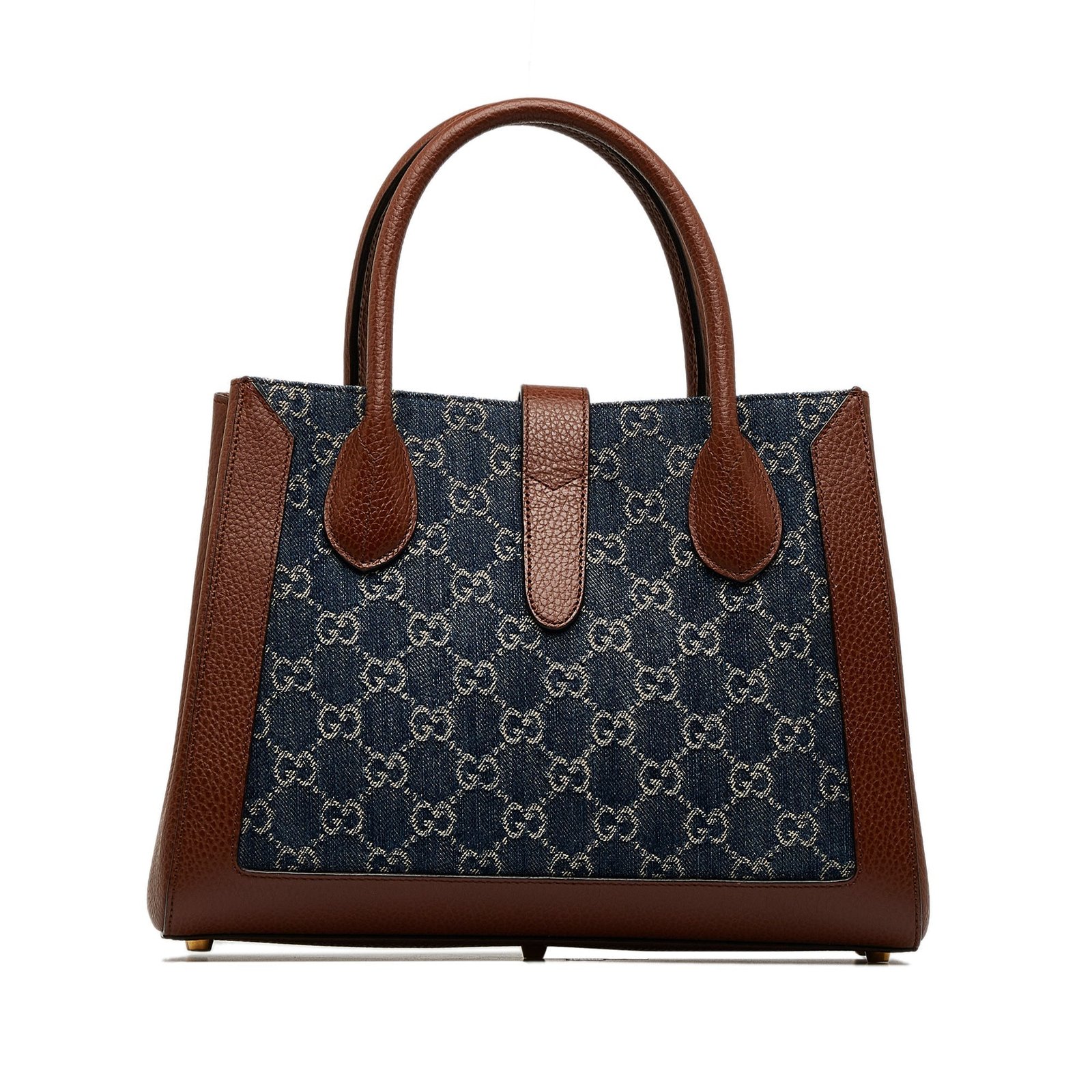 Blue Gucci Medium GG Denim Jackie 1961 Tote Satchel | AlmaBagz - Image 2