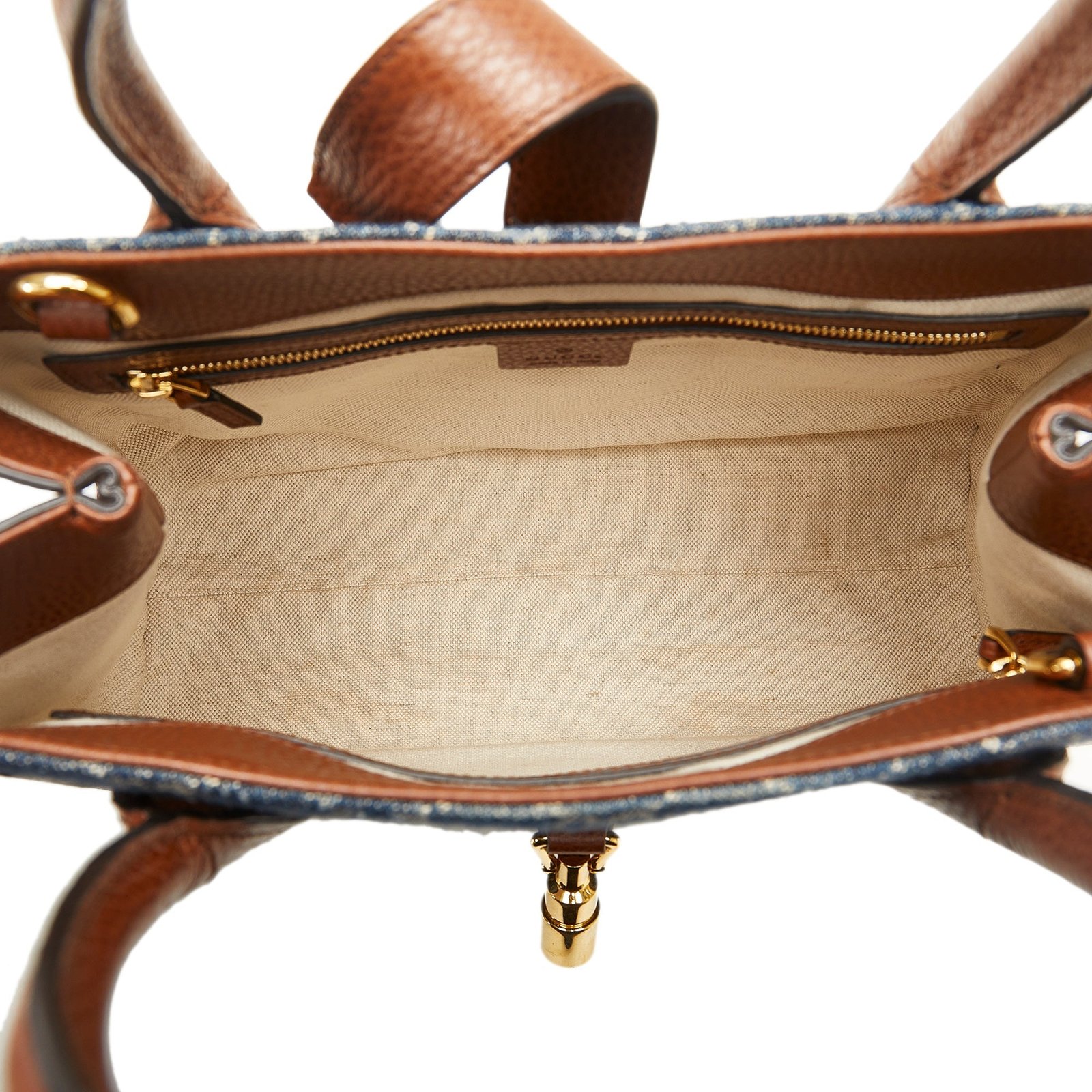 Blue Gucci Medium GG Denim Jackie 1961 Tote Satchel | AlmaBagz - Image 4