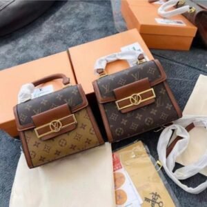 Elegant Women Bag - Louis Vuitton-Inspired Dauphine Capitale with Gold Hardware (Brown-2) | AlmaBagz