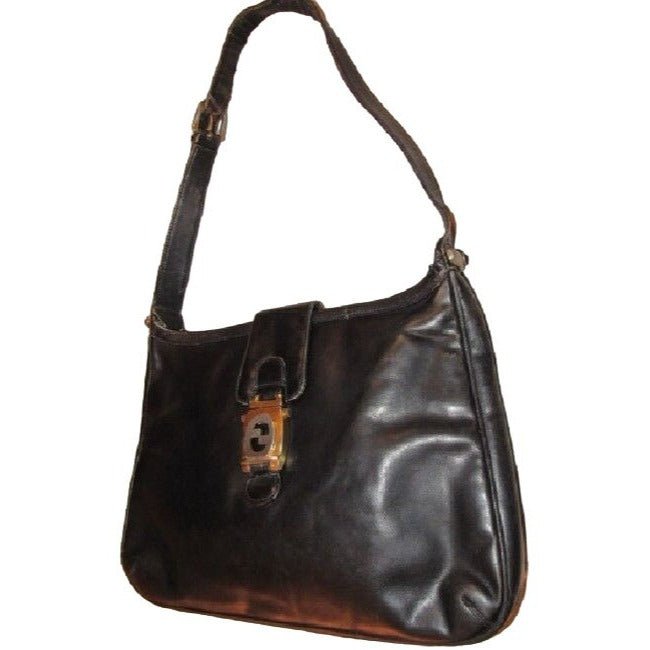 1950s Gucci Vintage Bluish Black Leather Jackie Hobo Bag | AlmaBagz - Image 9