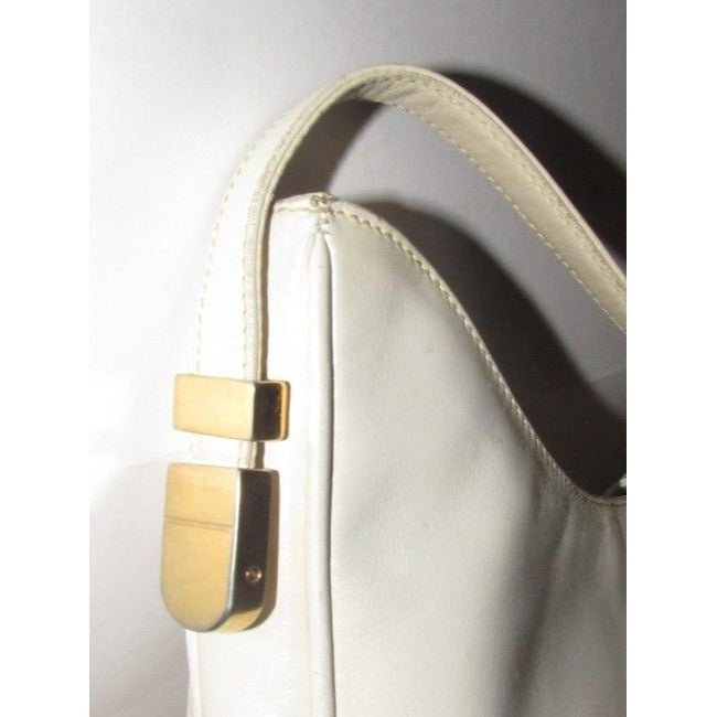 Early, Gucci, Jackie supple off-white colored leather XL hobo style shoulder bag with a gold horse-bit closure and accents, and two settings for the strap's length | AlmaBagz - Image 11