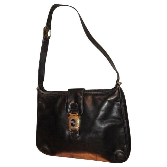 1950s Gucci Vintage Bluish Black Leather Jackie Hobo Bag | AlmaBagz - Image 11