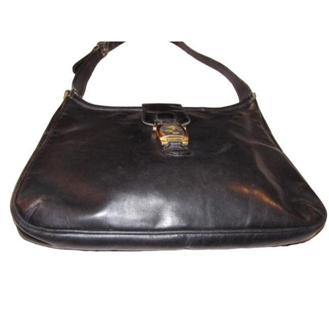 1950s Gucci Vintage Bluish Black Leather Jackie Hobo Bag | AlmaBagz - Image 4